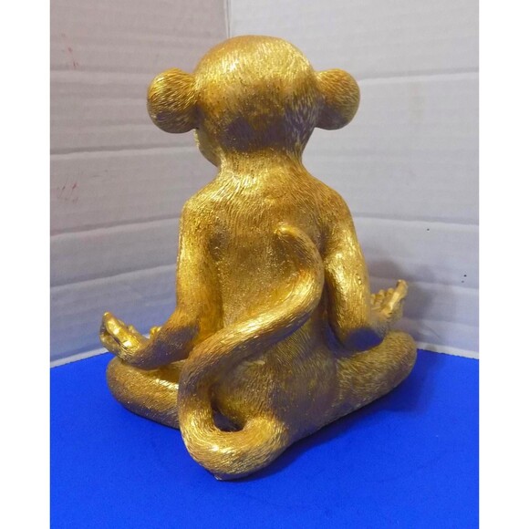 NEW Gold Yoga Zen Monkey Chimp Ape Statue Figurine Home Decor Gorilla - Picture 2 of 5